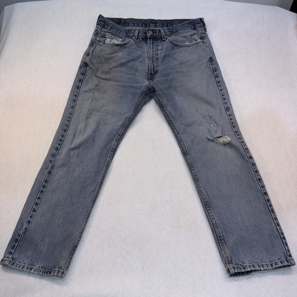 Levi 505 Jeans Regular Fit Straight Leg Men 36x30 Very Distressed Work Pants